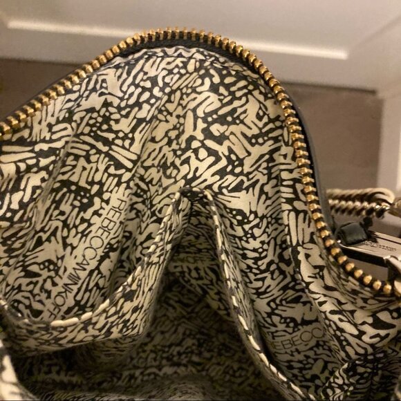 REBECCA MINKOFF Crossbody Leather Chain Accent Multiple Zippers Fringe Purse Bag - Picture 8 of 11